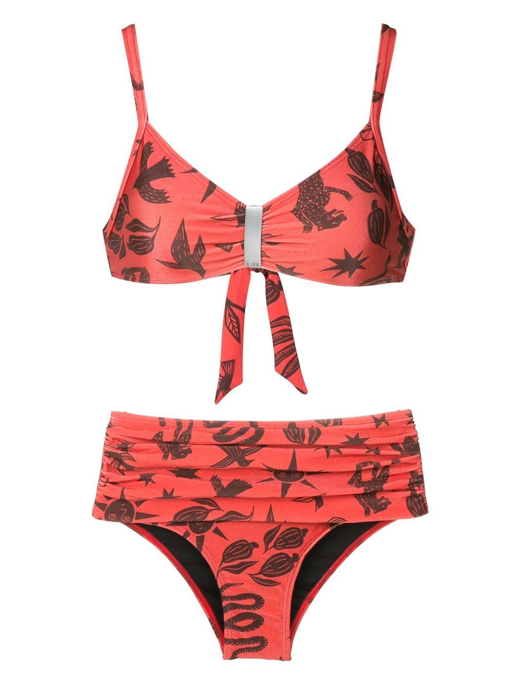 Anne logo-plaque bikini set - Brown