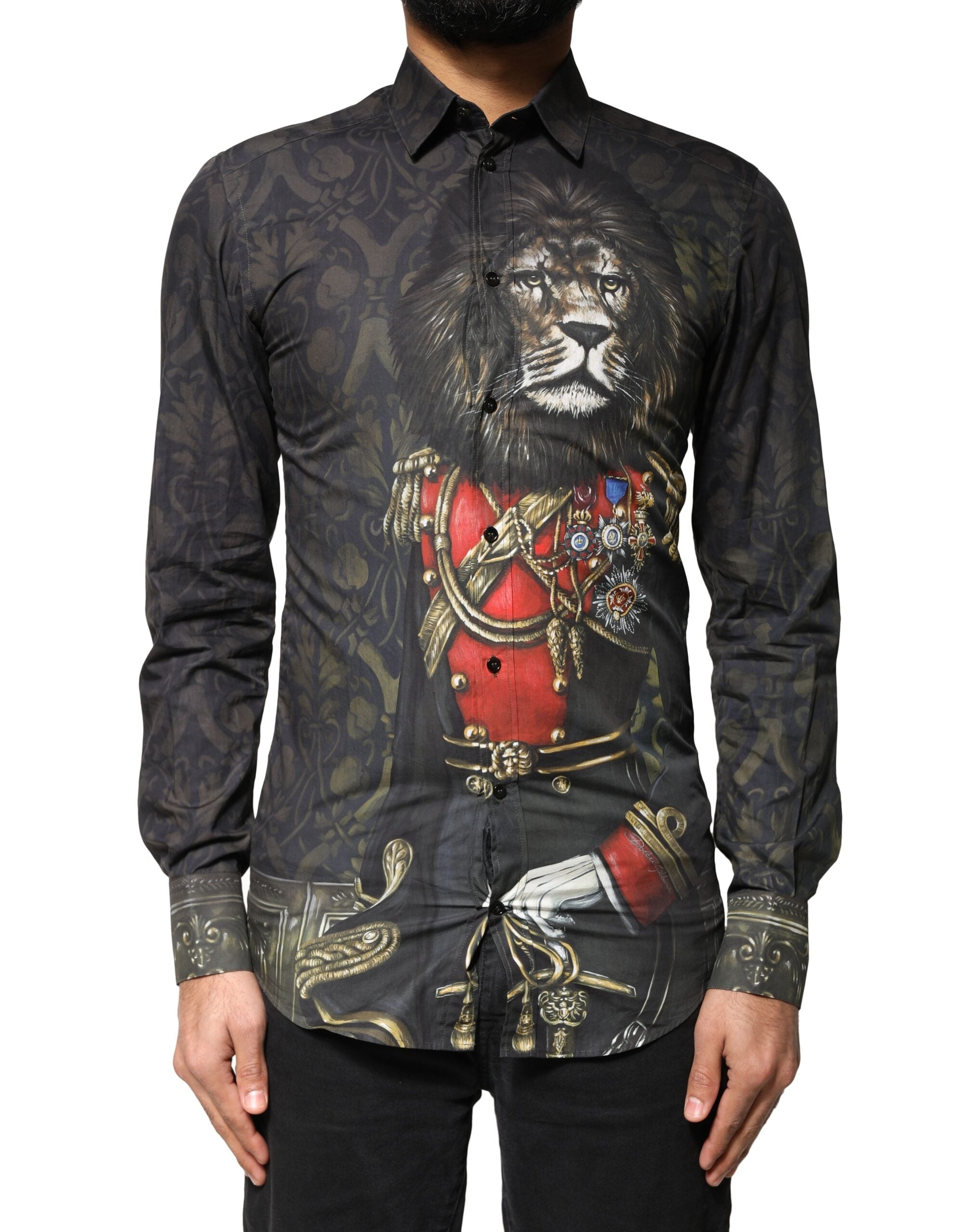 Royal Pet Portrait Gold Print Shirt — Black