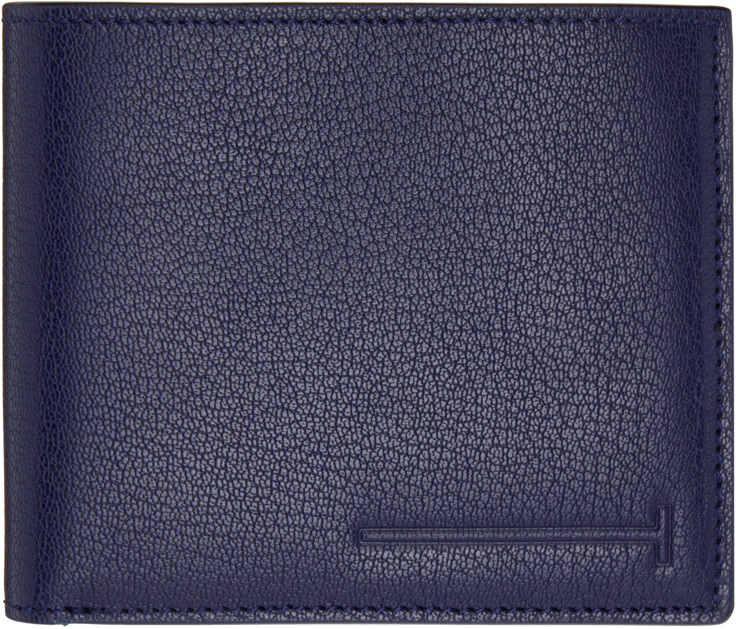 Navy Elongated T Line Money Clip Wallet