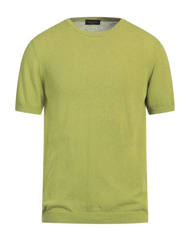 Roberto Collina Man Sweater Green Size 40 Cotton, Polyamide