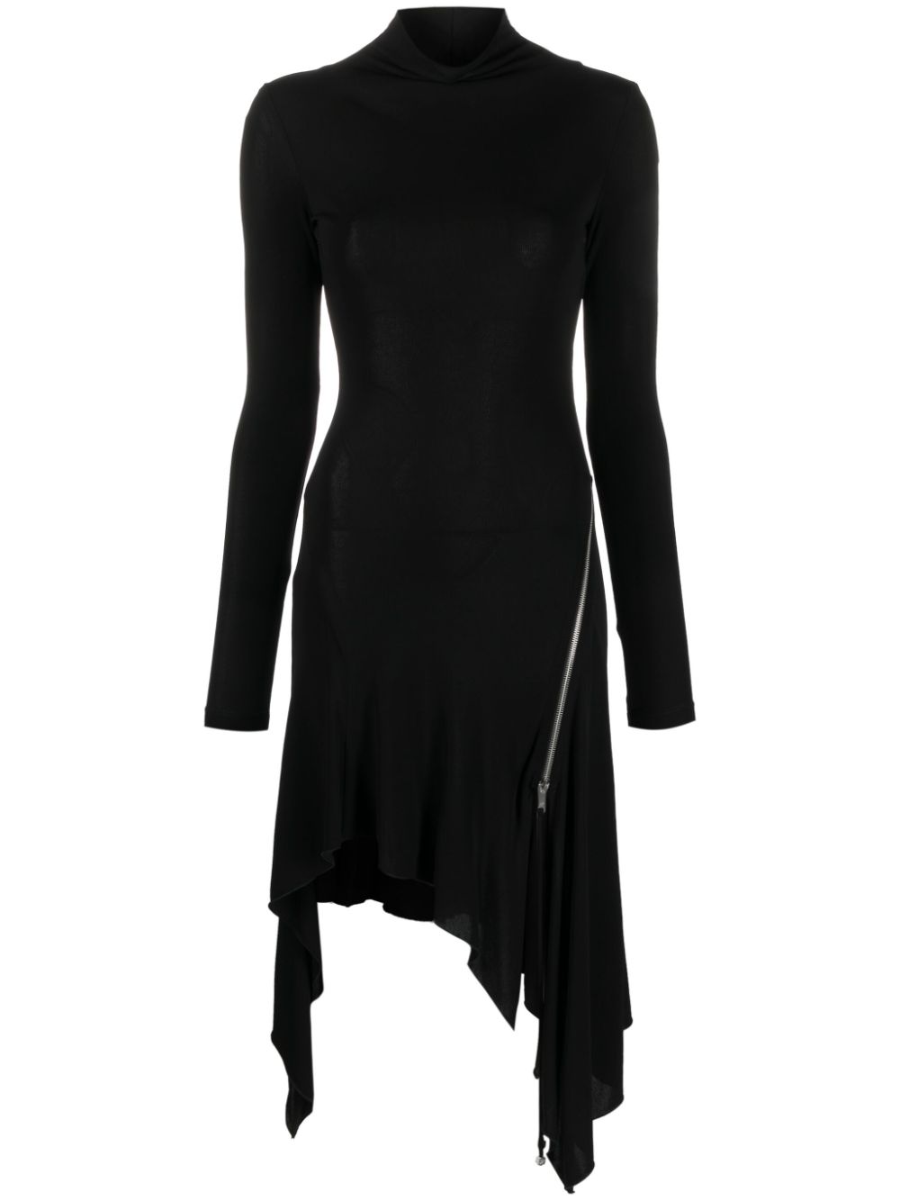 High-neck asymmetric midi dress - Red