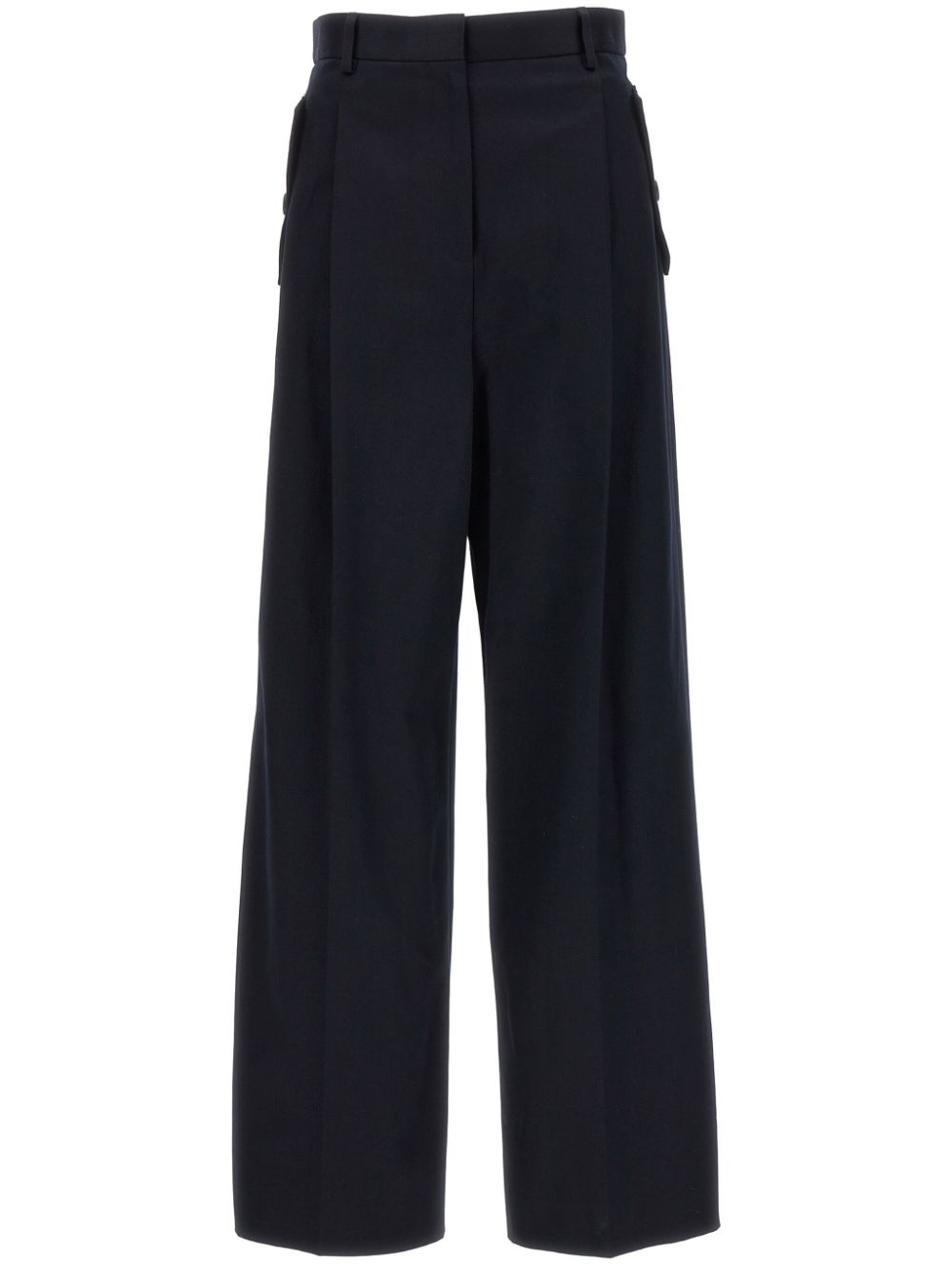 Wide-leg gabardine trousers - Neutrals