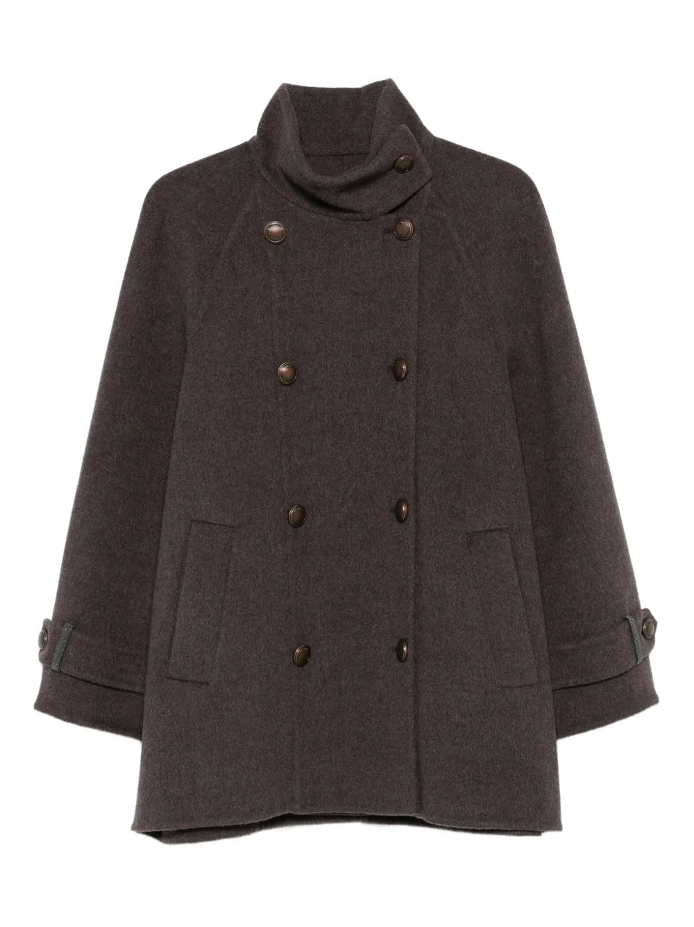Double-Breasted Wool-Cashmere Coat — charcoal