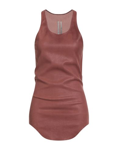 Woman Tank top Chocolate brown Size 4 Lambskin, Cotton, Elastane
