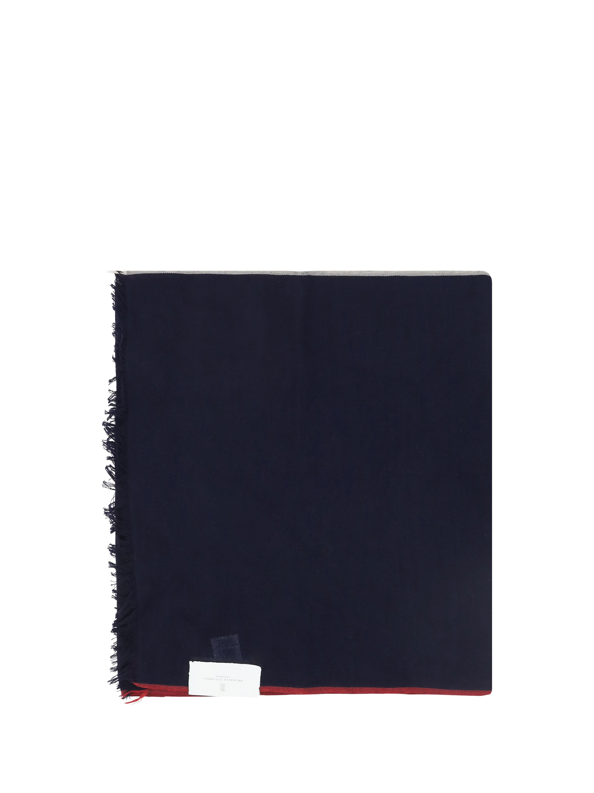 Solid border fringed scarf - Blue