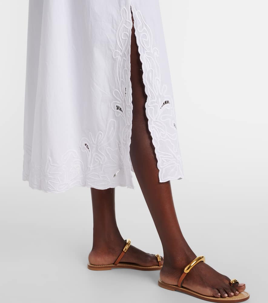 Embroidered cotton poplin midi dress