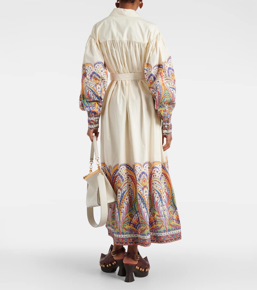 Paisley cotton midi shirt dress