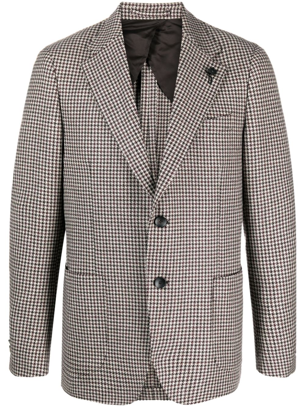 Houndstooth-pattern wool blazer - Grey