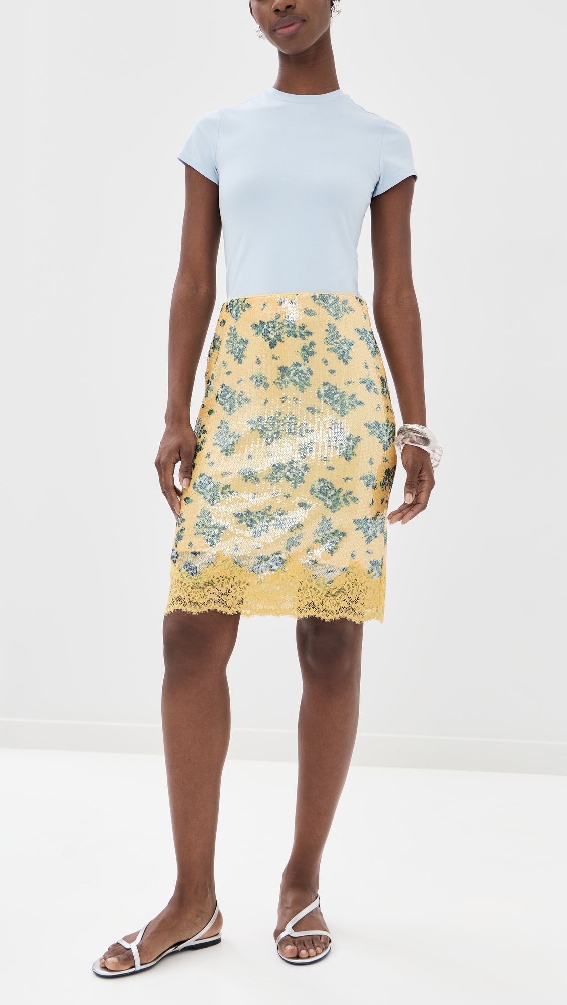Sequin Printed Skirt Lemon Multi