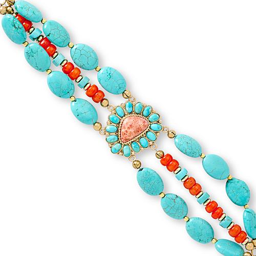 Southwestern-Inspired Composite Turquoise Coral Bracelet