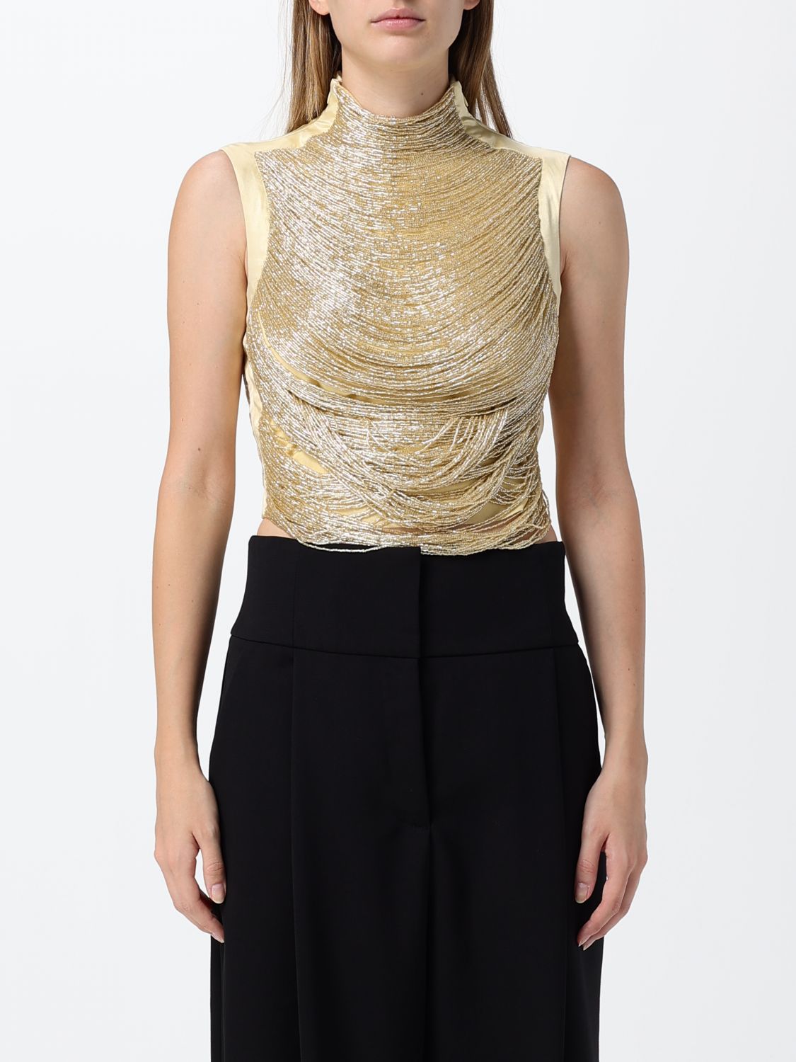 Taraji beaded silk blouse - Gold