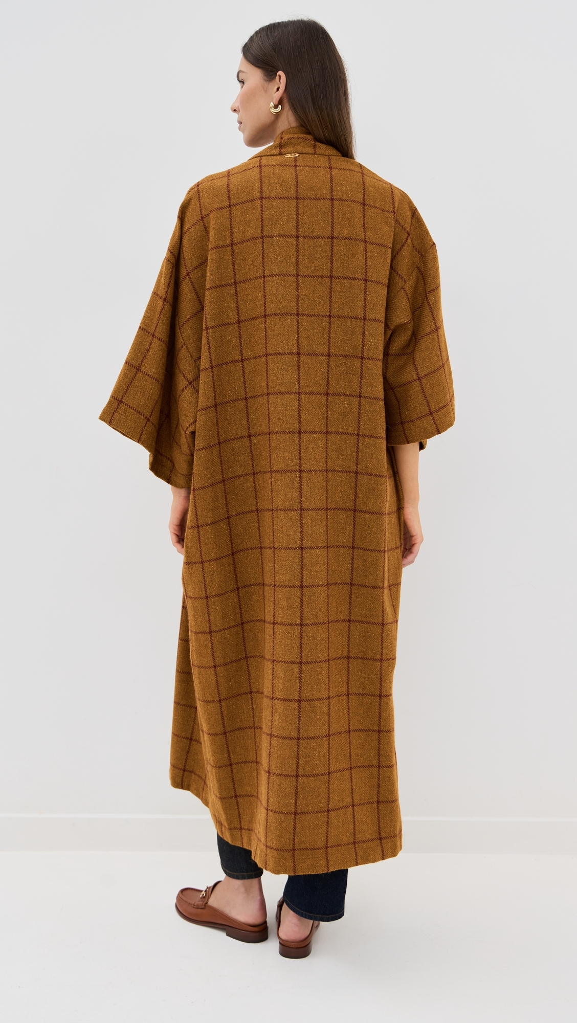 Camel Plaid Maxi Duster Camel One Size