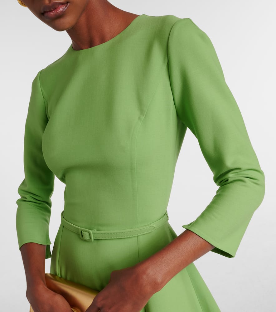 Asymmetric wool-blend midi dress