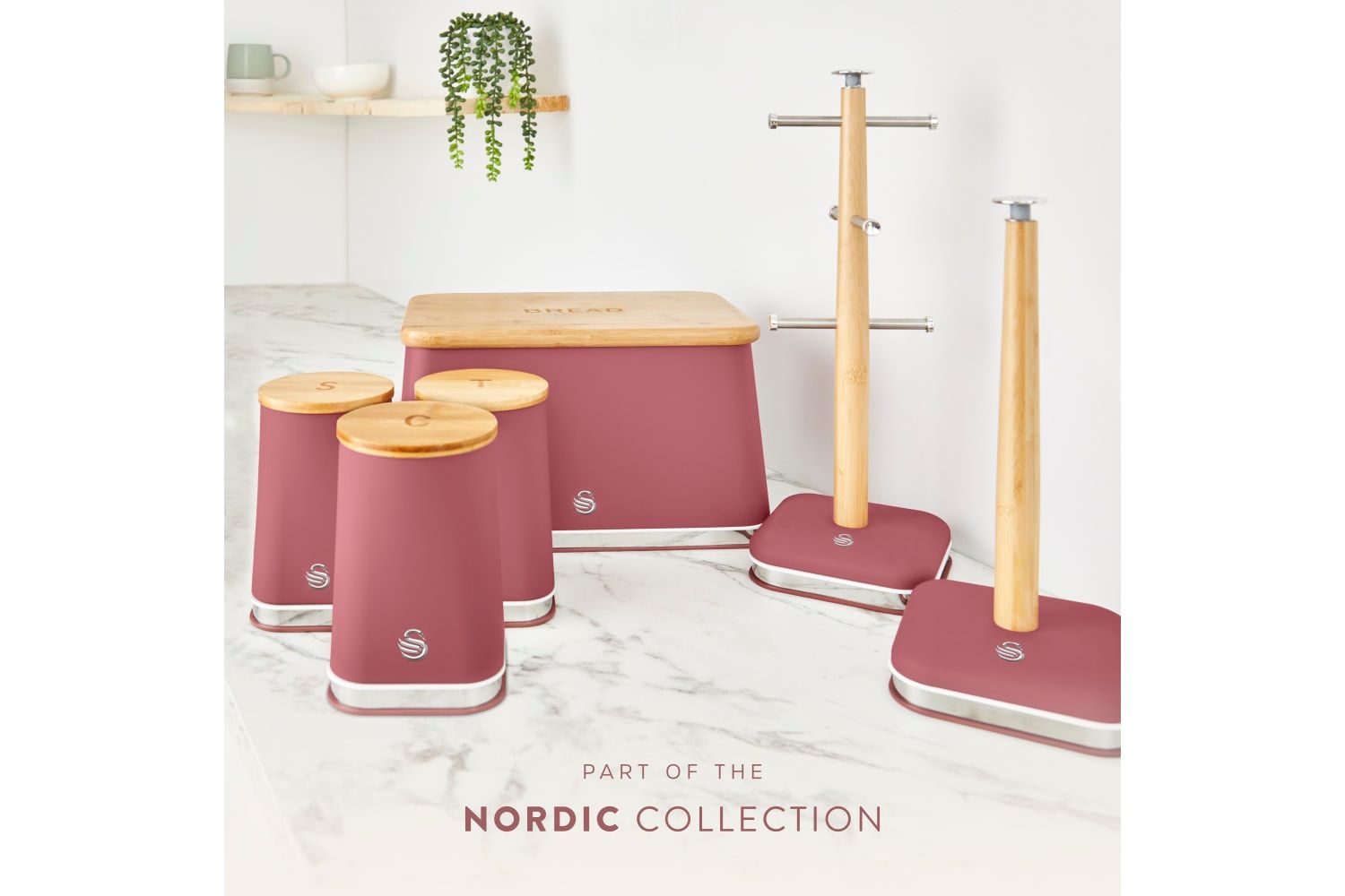 Swan Nordic Bread Bin In Rose