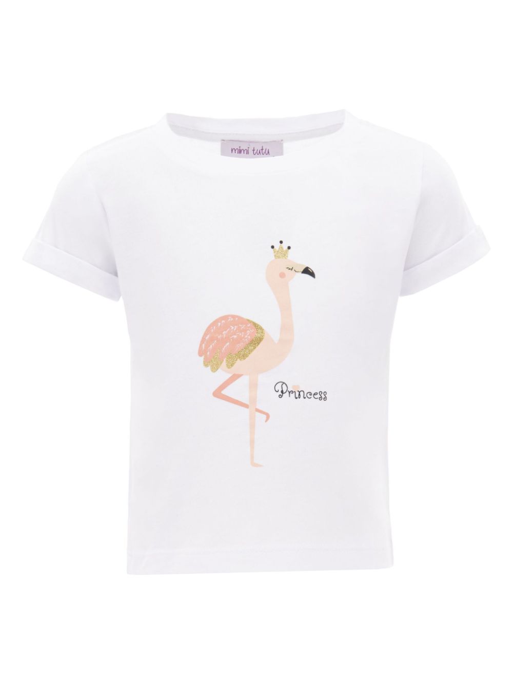 Flamingo-print cotton T-shirt - White