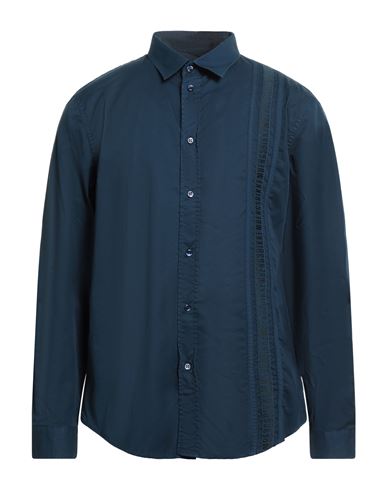 Man Shirt Navy Size 15 Cotton, Elastane