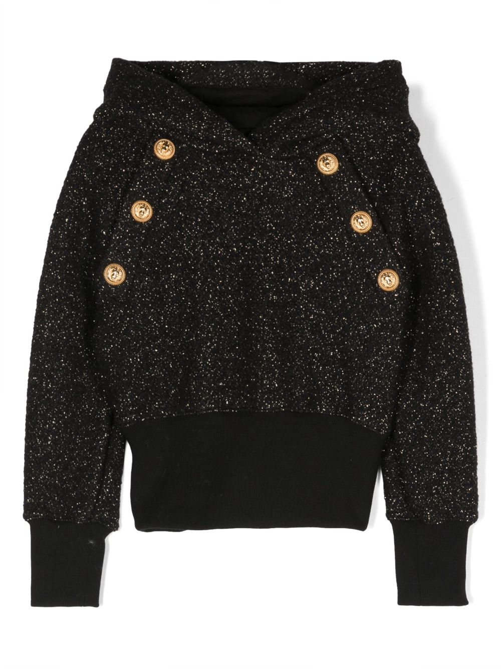 Glitter-detail wool-blend hoodie - Black