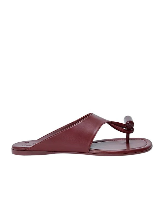 Toggle flat sandal in shiny smoot calfskin
