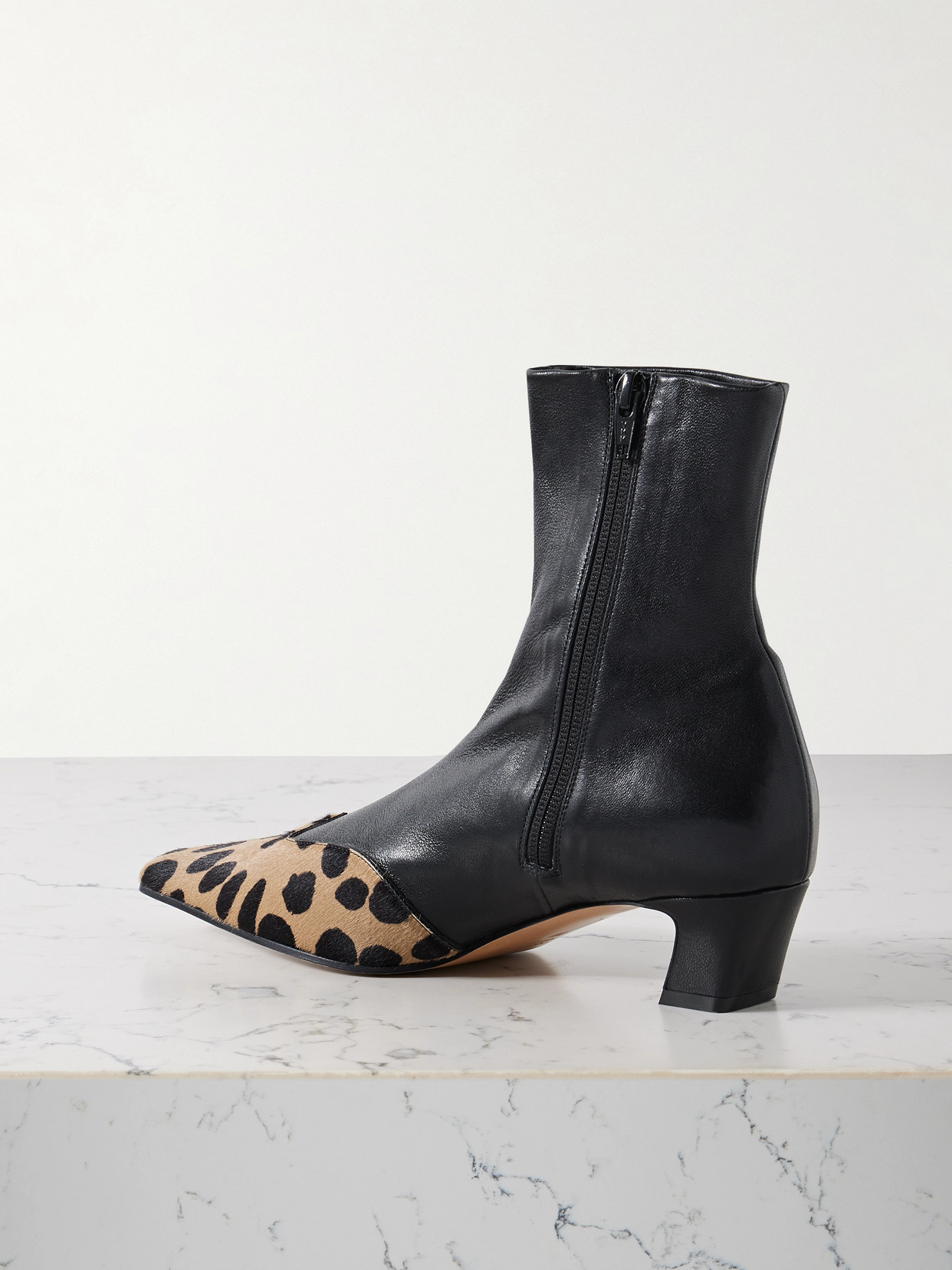 Nevada Leather And Leopard-print Calf Hair Ankle Boots - Black