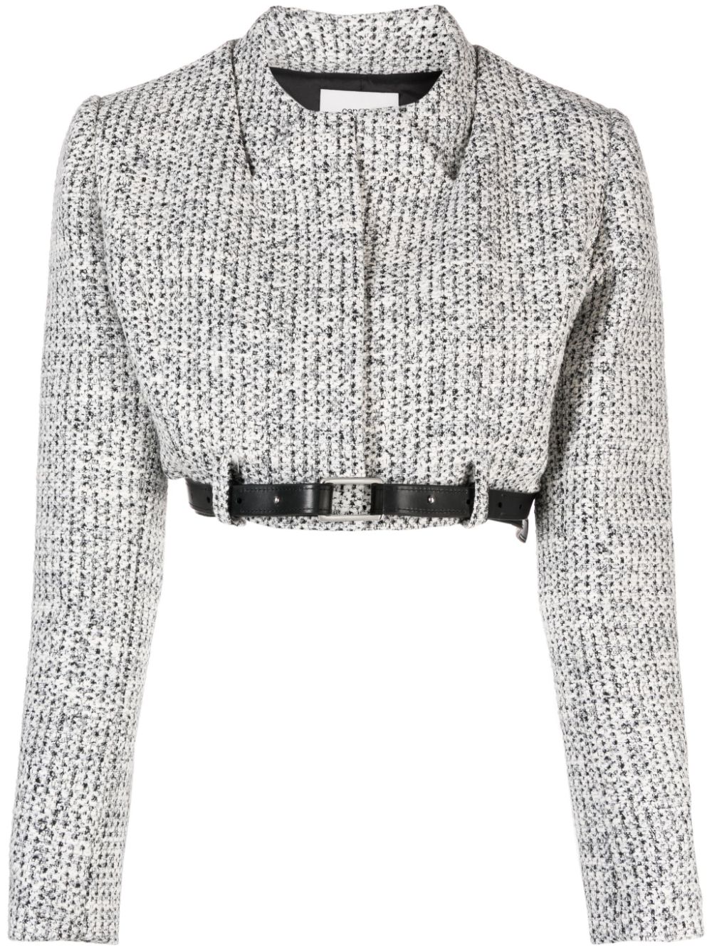 Trompe l'oiel collar tweed blazer - Black