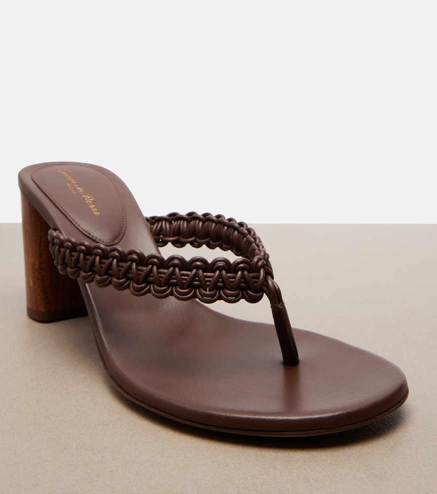 Braided leather thong sandals