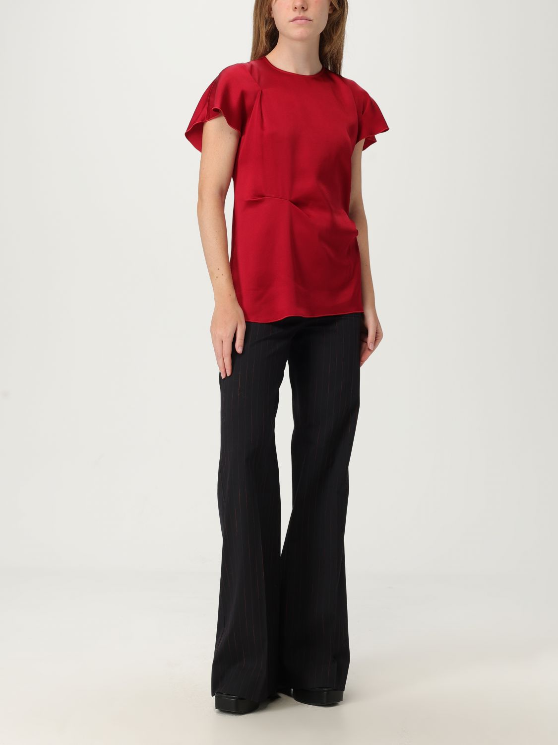 Pinstripe straight trousers - Blue