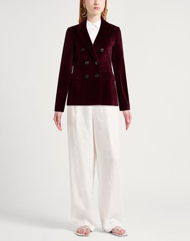 Woman Blazer Burgundy Size 2 Cotton, Polyester
