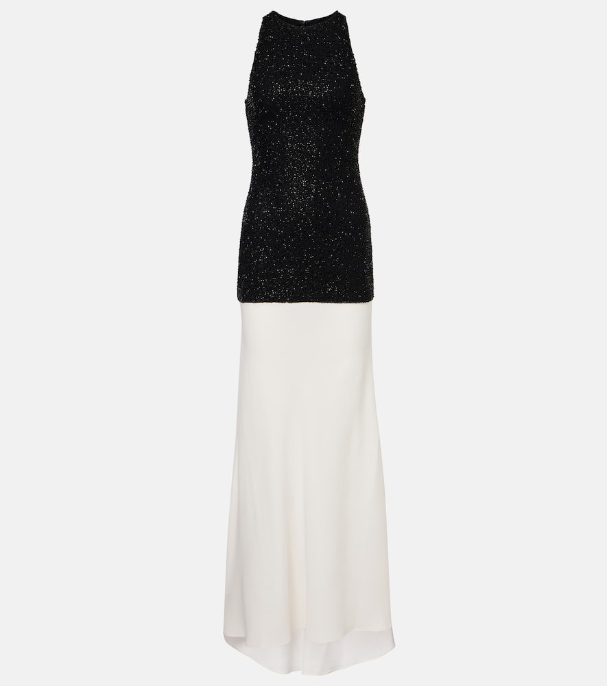 Gabrielle beaded crêpe gown
