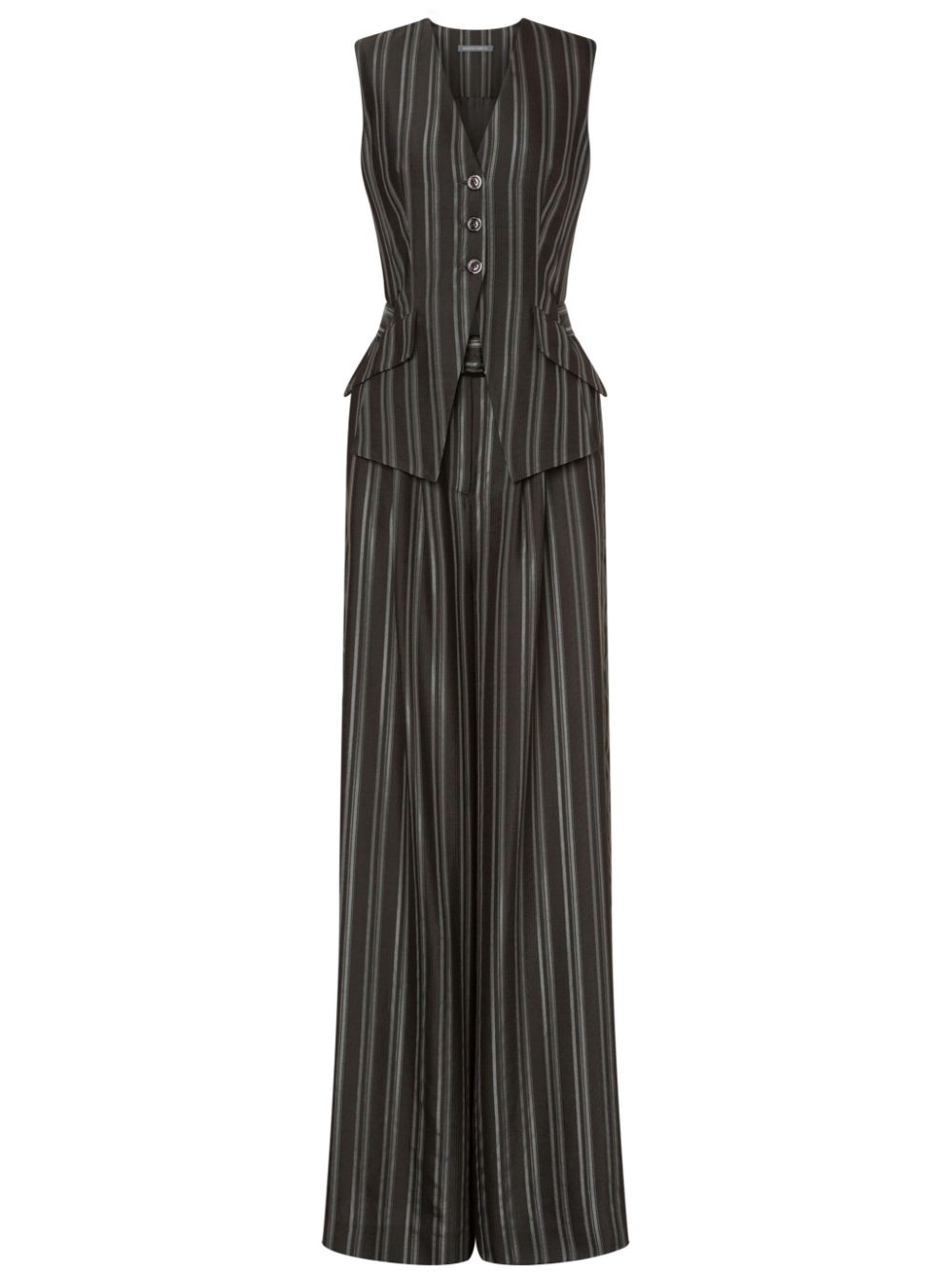 Tailored stripe-pattern jumpsuit - Grey