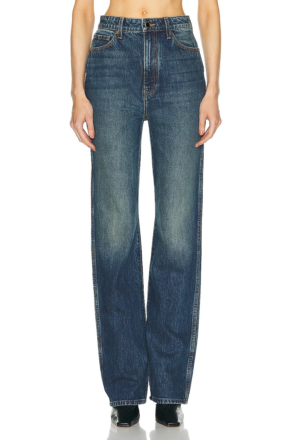KHAITE Danielle Straight Leg Jeans in Stinson - Denim-Dark.  31 also in