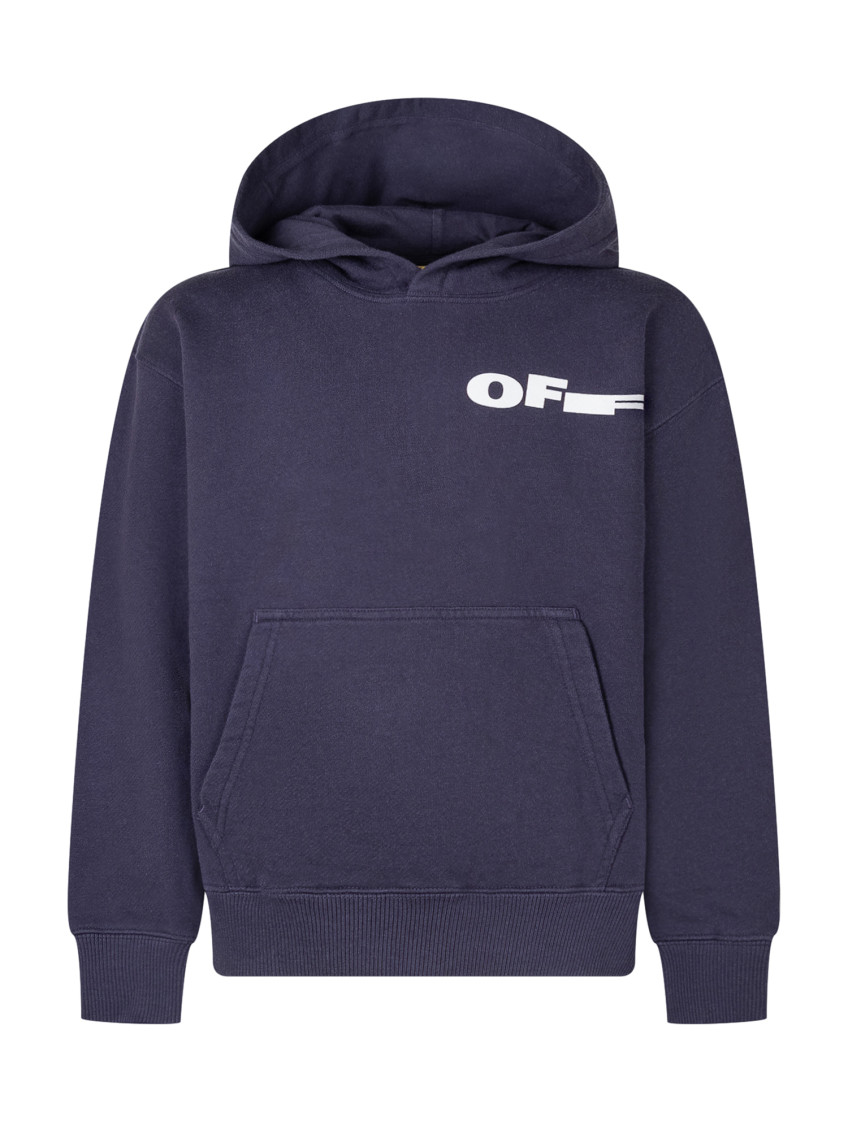 Blue Cotton Hoodie with Front and Back Logo for Kids Blu Sweatshirts - Kids
