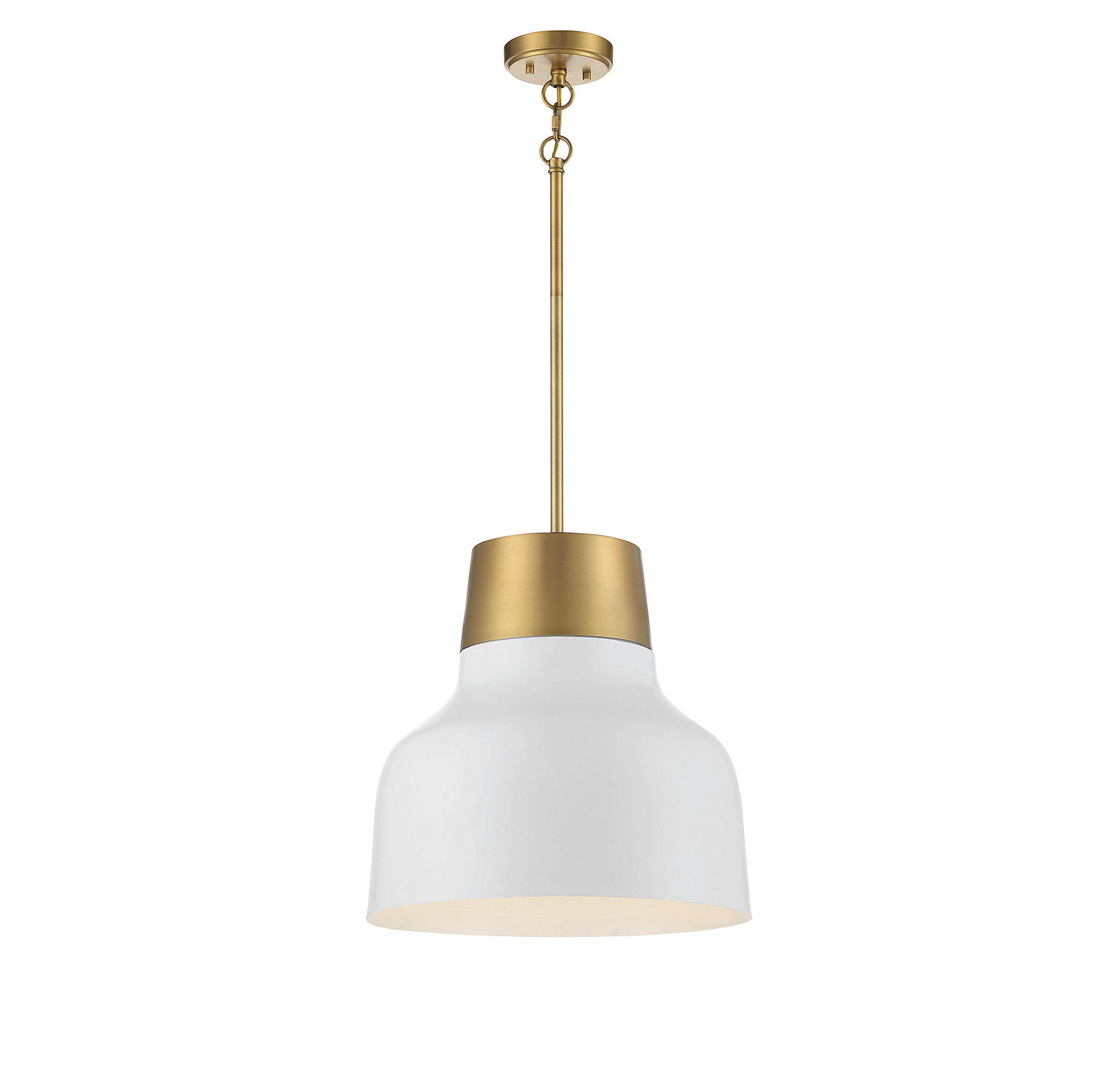 Trade Winds Lyra 1-Light Pendant in White with Natural Brass - TW72115WHNB