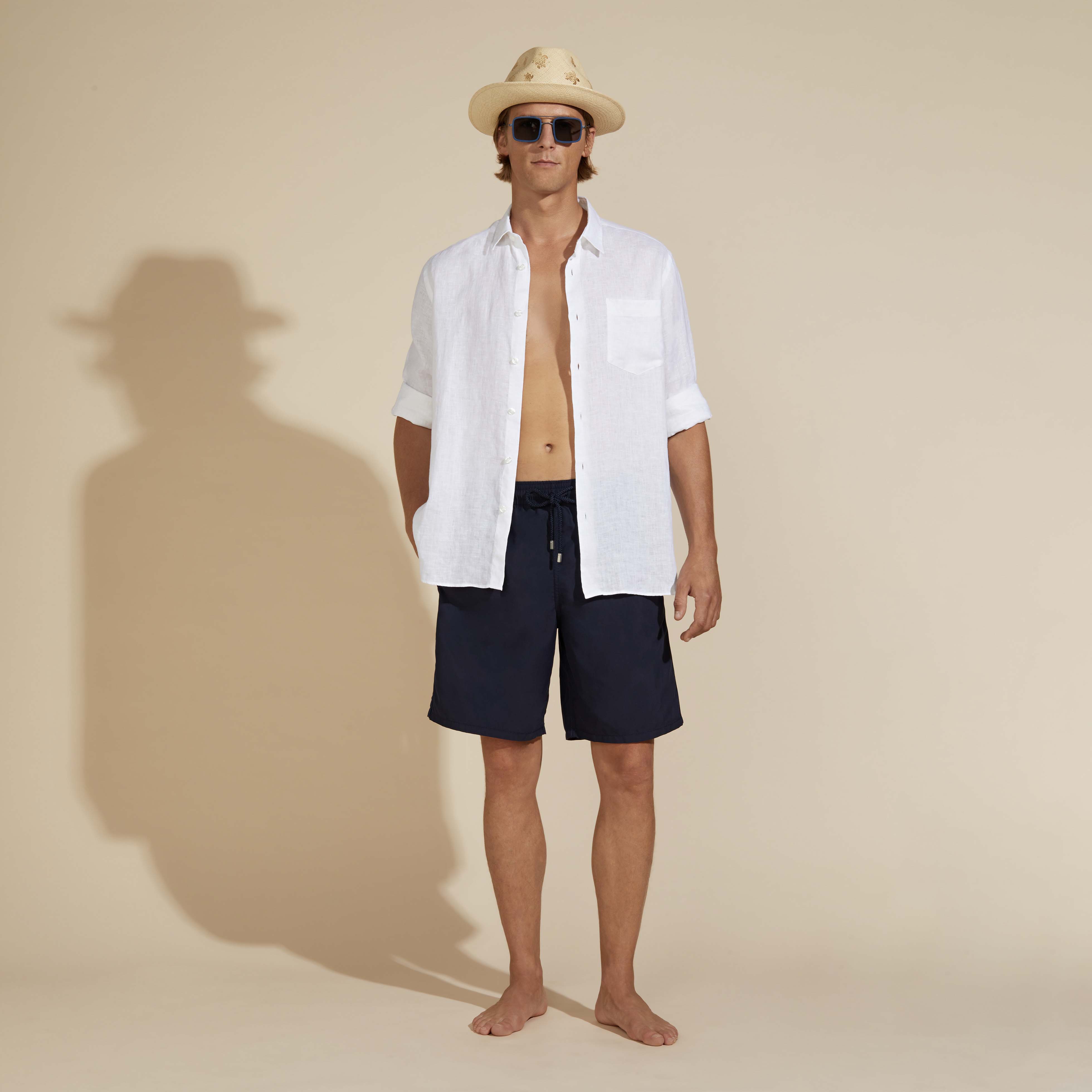 Men Long Swim Shorts Solid - Swimming Trunk - Okoa - Blue