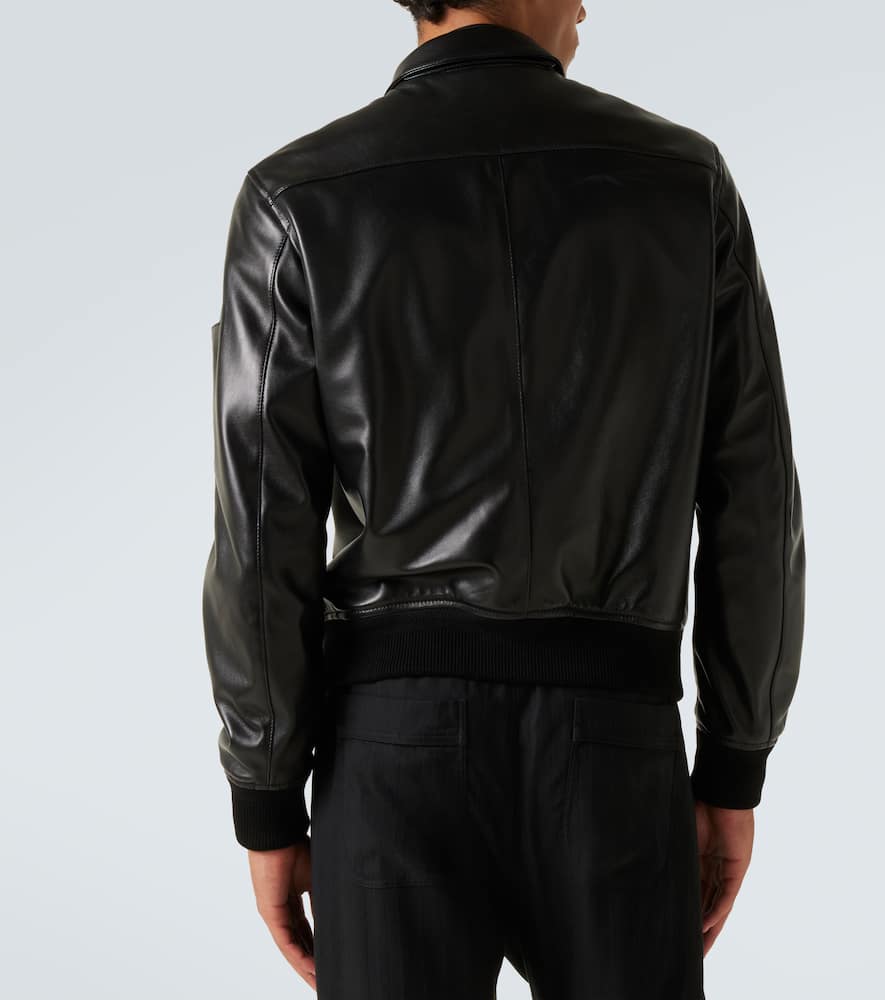 Leather blouson jacket