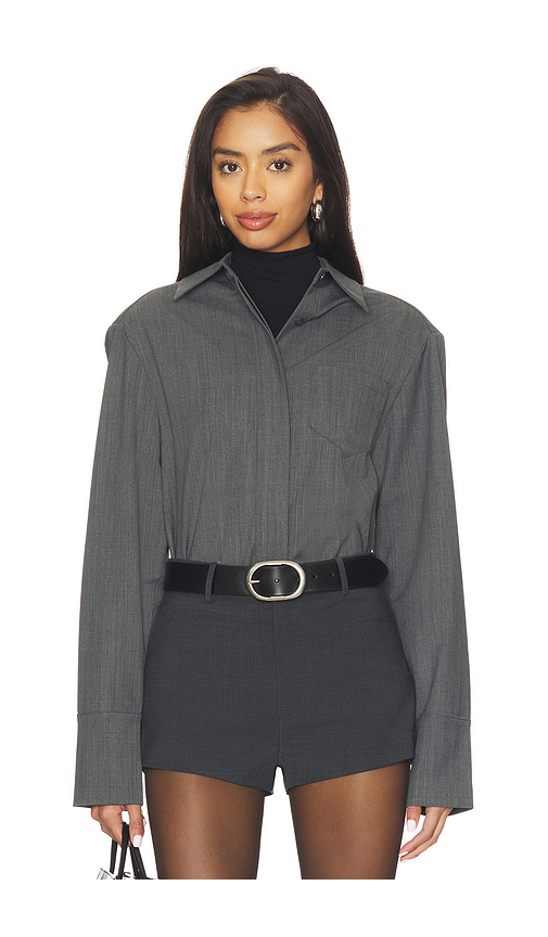 Courtney Zheng Washable Wool Shirt in Dark Grey. S also in
