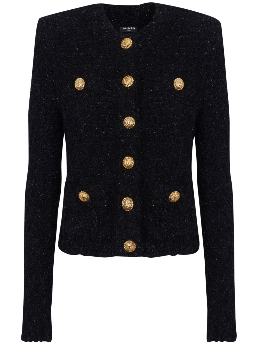 Button-fastening tweed jacket - Black