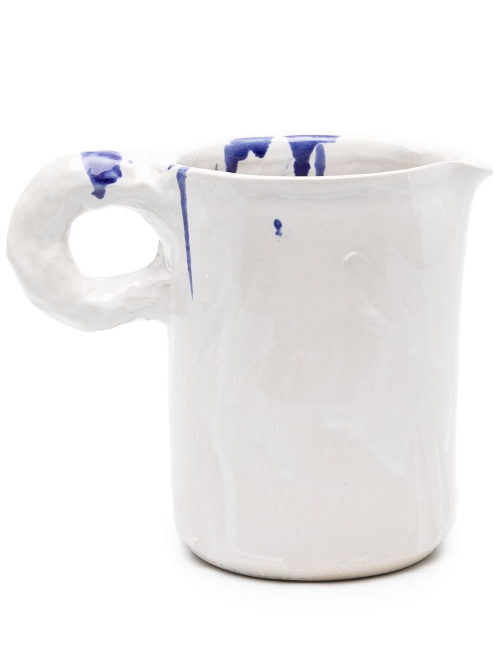 Studio paint-splatter ceramic pitcher - White