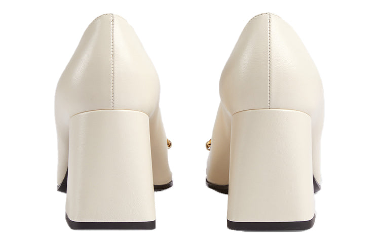 (WMNS) Mid-heel pump with Horsebit 'White Leather'