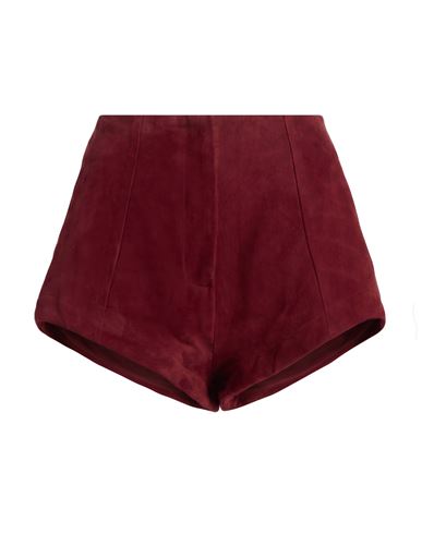 Woman Shorts & Bermuda Shorts Burgundy Size 4 Leather