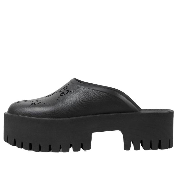 (WMNS) Platform Perforated G Sandal 'Black Rubber'