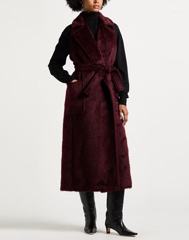 Woman Coat Plum Size 6 Alpaca wool, Virgin Wool