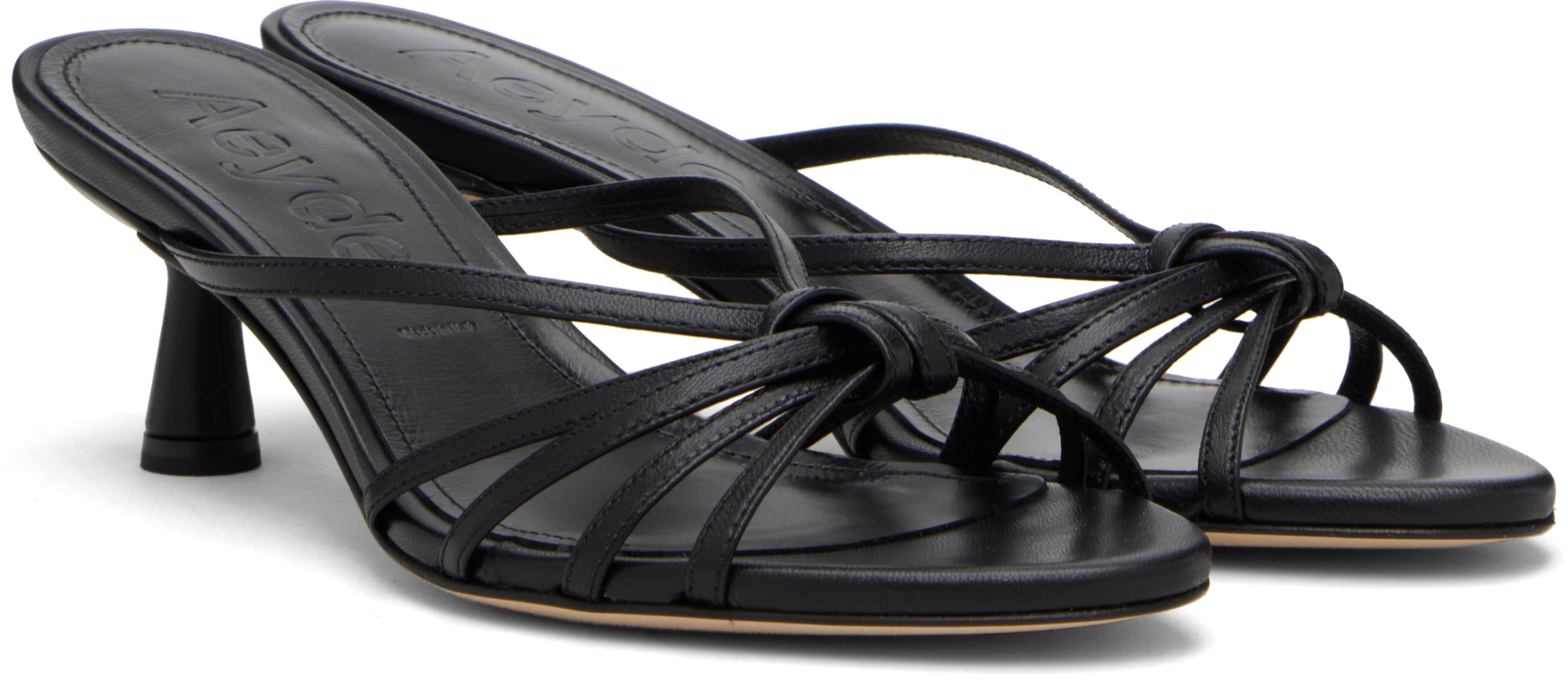 Black Abby Leather Heeled Sandals
