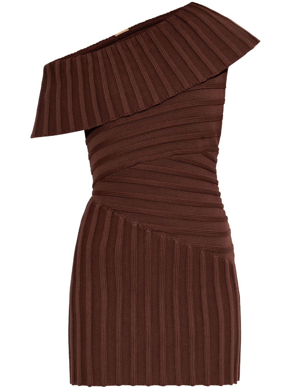 One-shoulder mini dress - Brown