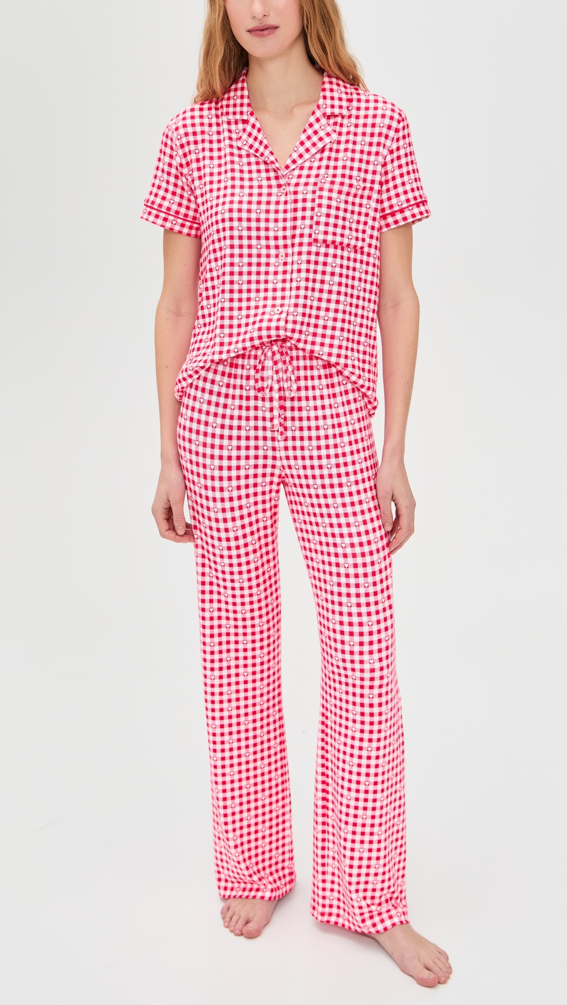 Gingham Pajama Top Kiss Me Red