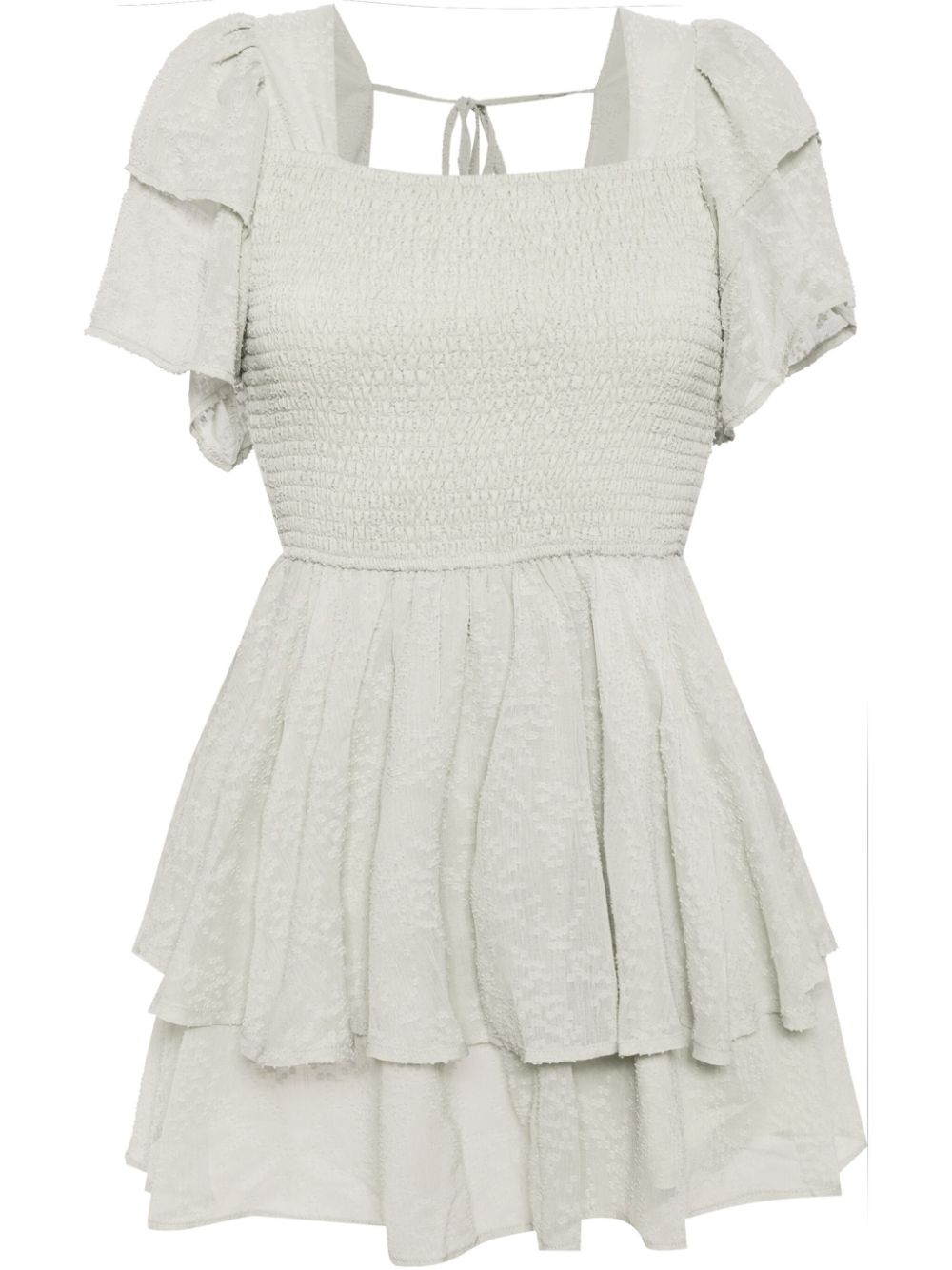 Square-neck ruffled dress - Green