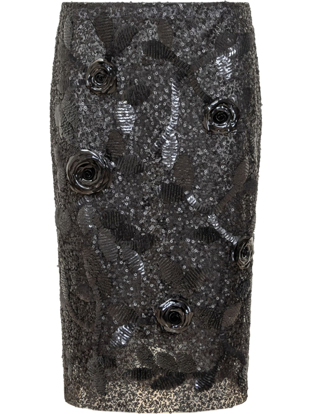 Sequin-embellished midi skirt - Black