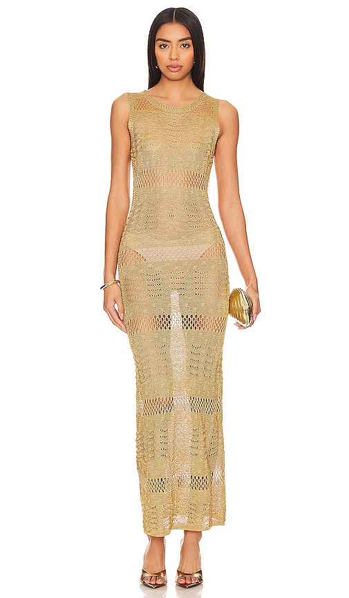 MORE TO COME ROBE MI-LONGUE SEVYN en Metallic Gold.  L. Also en