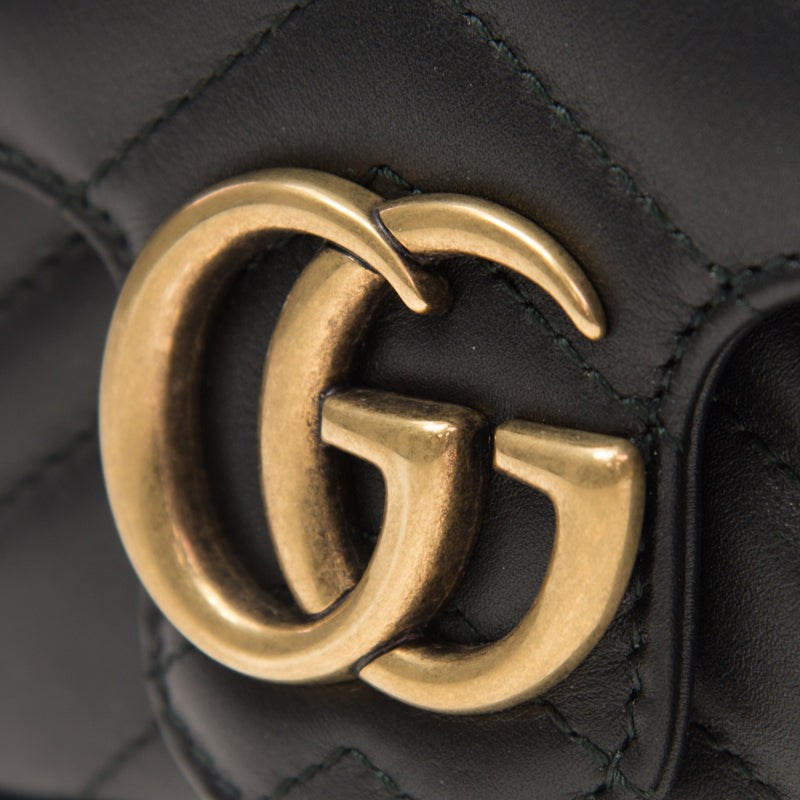 (WMNS) GG Marmont Matelasse leather super mini bag 'Black'