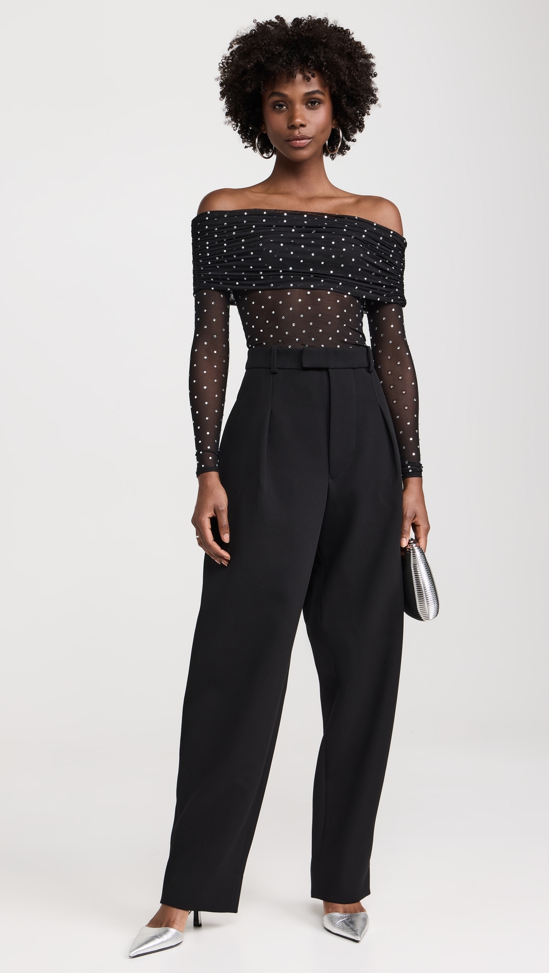 Oriana Mesh Top Black/Silver