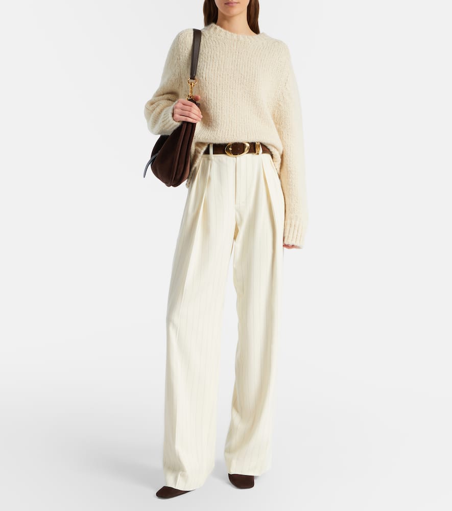 Striped high-rise wool wide-leg pants